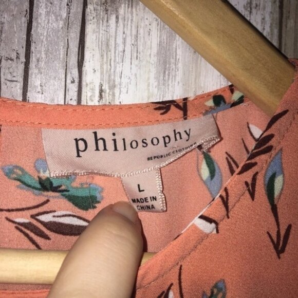 Philosophy Orange Floral Sleeveless Blouse - Picture 4 of 4